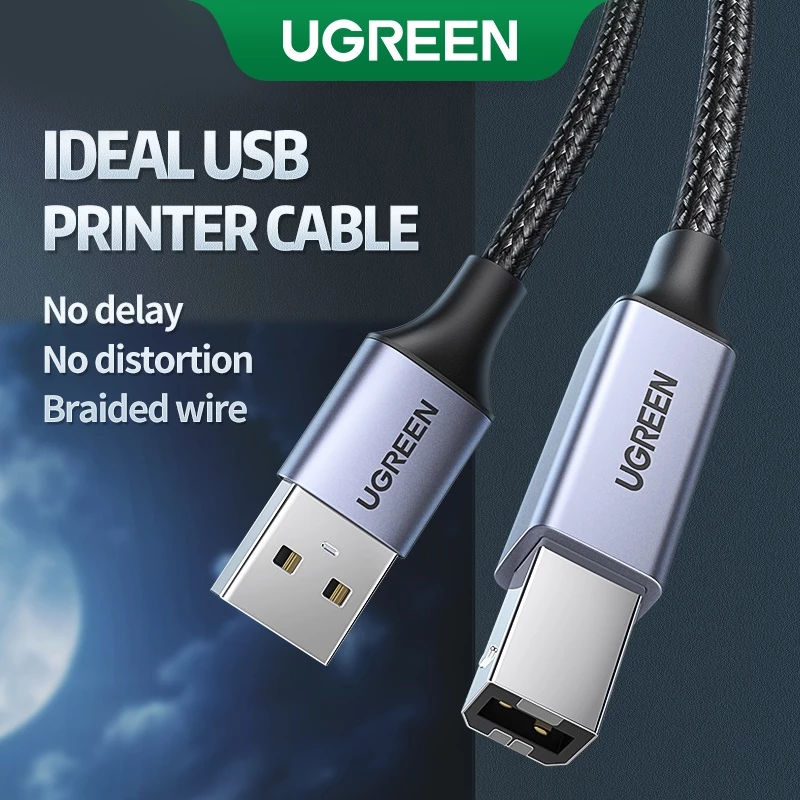 UGREEN สายเครื่องพิมพ์ USB USB Type B ชายกับชาย USB 3.0 2.0 สําหรับ Canon Epson HP ZJiang ป้ายเครื่องพิมพ์ DAC เครื่องพิมพ์
