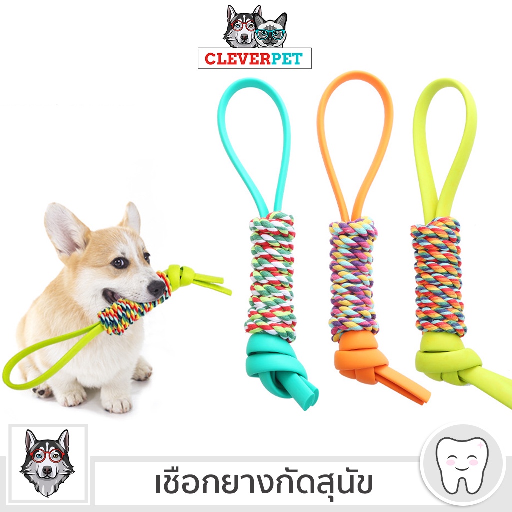 [ส่งฟรี ] CleverPet เชือกกัด ของเล่นสุนัข เชือกขัดฟัน ของเล่นสุนัขทนทาน Dog Flexi Rope Toy