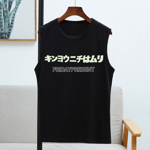 ที่นิยมมาก ที่สุด รูปแบบภาษาญี่ปุ่น ที่ถูก ที่สุด เสื้อแขนกุด 8สี S~3XL