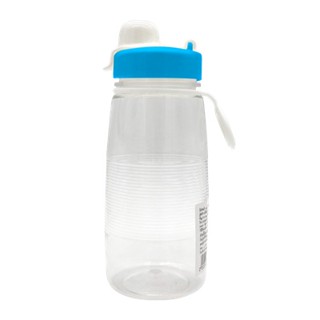 ขวดน้ำทรงกลม JCJ รุ่น 3215 ขนาด 600 มล. สีใส - ฝาสีฟ้าRound Bottle JCJ Model 3215 Size 600 ml. Clear Color - Blue Cap