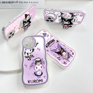 OPPO A15 A15S A16 A16K A16E A17 A17K A37 A37F NEO 9 A39 A57 A83 2016 เคสออปโป้ สำหรับ Case Cartoon Lovely Kuromi With Holder เคส เคสโทรศัพท์ เคสมือถือ  Protective Shell Shockproof Casing Full Back Cover Soft Cases