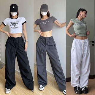 ⚡ Duncan Cargo Pants ⚡กางเกงคาร์โก้ สีดำ ผูกเอว  _Gioia.991  ( #gii461 )