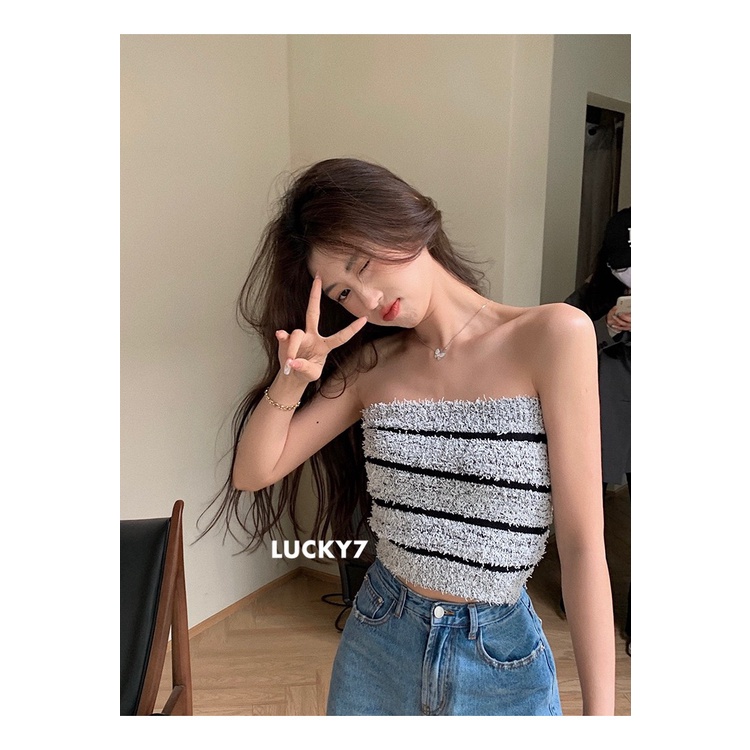 🧡LADY DAKA SHOP🧡 เกาะอกไหมพรม เกาะอกลายริ้ว