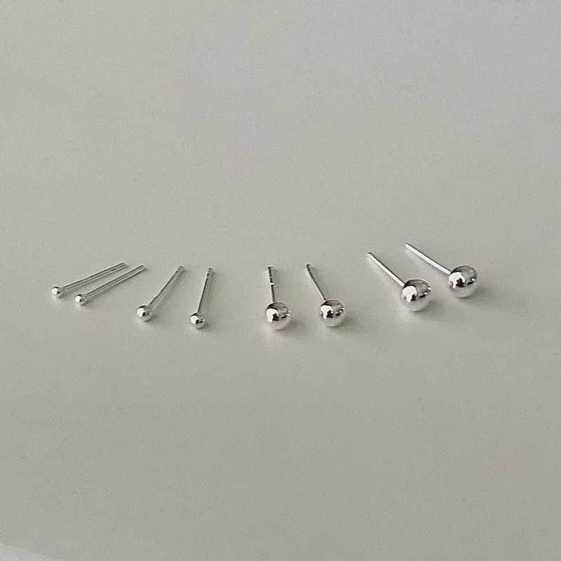 Winterwinter Jewelry Silver925 : เครื่องประดับเงินแท้ เงินแท้925 ต่างหูหมุดกลมเงินแท้ ใส่ติดหูได้เลย