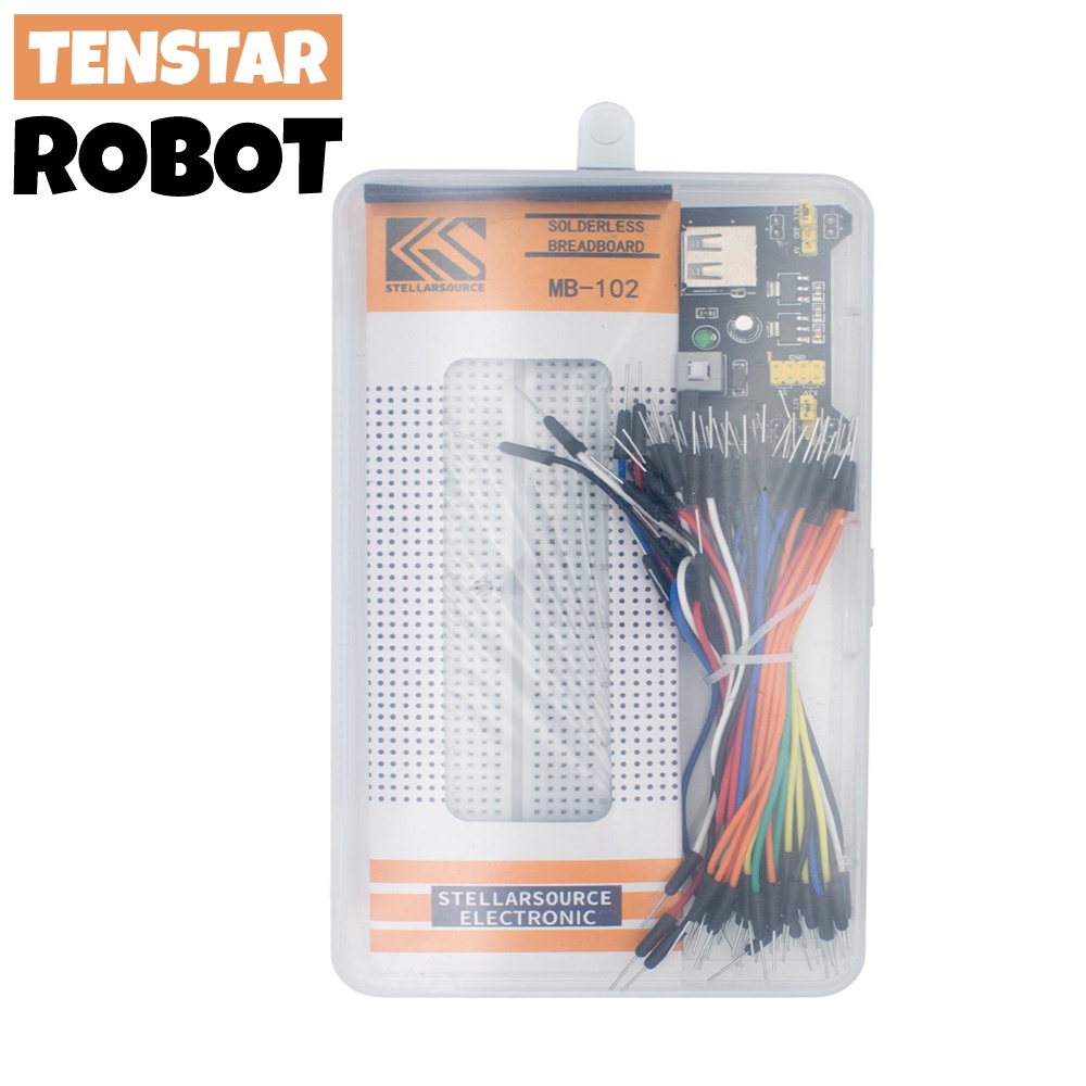 ชุดบอร์ดโมดูลเพาเวอร์เบรดบอร์ด 3.3V 5V MB102 MB-102 830 จุด ไร้บัดกรี และสายไฟจัมเปอร์ ยืดหยุ่น 65