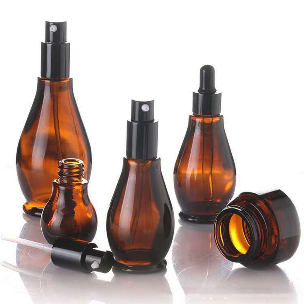 Lyndon ขวดน้ําหอม Aromatherapy Travel Lotion ขวดปั๊ม 10ml-100ml แก้ว Amber Essential Oil Dropper ขวด