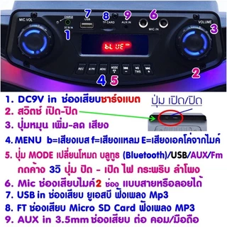 SKG ลําโพงบลูทูธ 12 นิ้ว เบสหนักลําโพงล้อลาก แถมไมค์ลอยคู่ Bluetooth Speaker รับประกัน1 ปี