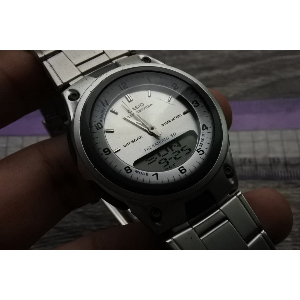 นาฬิกา Vintage มือสองญี่ปุ่น CASIO ILLuminator 2747 AW-80 ระบบ Analog-Digital ผู้ชาย หน้าปัด 40mm