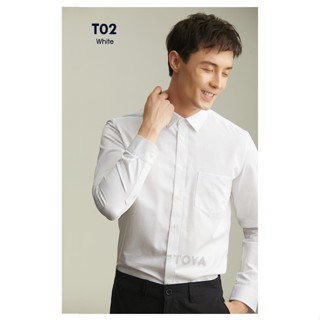 [SALE สินค้ามีตำหนิ] เสื้อเชิ้ตผู้ชาย สีขาว ผ้า Cotton ทรง Slim-Fit