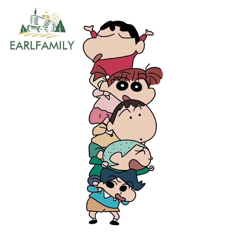Earlfamily สติกเกอร์ ลายการ์ตูนชินจัง กันน้ํา ขนาด 13 ซม. x 5.1 ซม. สําหรับตกแต่งรถยนต์