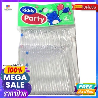 ส้อมพลาสติก แบบใส (90มม./แพ็ค20ชิ้น) Transparent plastic fork (90 mm./pack 20 pieces)จาน ชาม และเคร