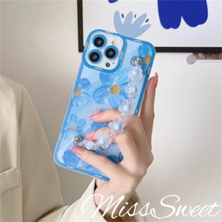 เคสโทรศัพท์มือถือ TPU แบบนิ่ม ลายภาพวาดสีน้ํามัน รูปดอกไม้ สีฟ้า สําหรับ iPhone 14 13 12 11 Pro Max X XR Xs Max 8 7 6 6s Plus SE 2020