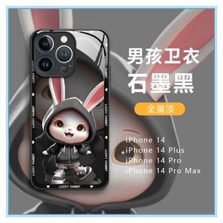 เคสกระจกไอโฟน14 Pro max เคสโทรศัพท์มือถือกระจกนิรภัย ขอบซิลิโคนนิ่ม ลายหมี rabbit สําหรับ เคสApple iPhone 14 13 12 11 Pro Max 14 Plus X XR Xs Max ip14 ip11 เคสไอโฟน7พลัส เคสไอโฟน11 case iPhone 14 Pro Max เคส