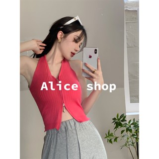 Alice  เสื้อกล้าม เสื้อโชว์หลัง เสื้อครอปแฟชั่น สวยๆ 2023 ใหม่  Chic Unique ทันสมัย High quality A20K08D 36Z230909