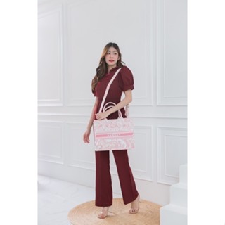 Lady bag Pink กระเป๋าผ้าปักชื่อ