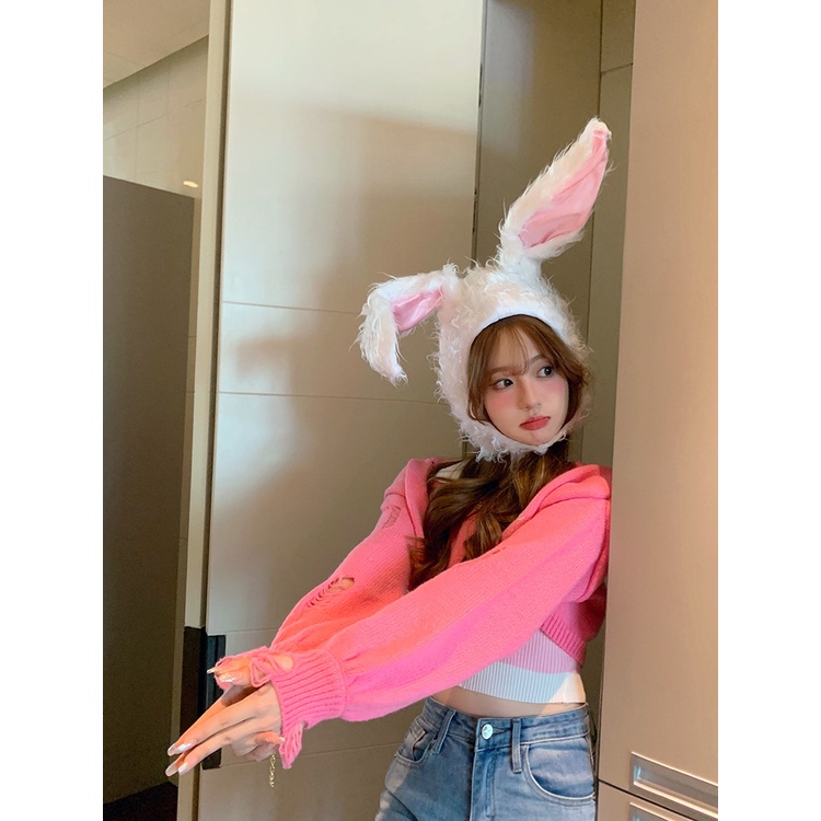 หมวกหูกระต่ายเกาหลี ผ้ากํามะหยี่ขนนิ่ม ให้ความอบอุ่น แฟชั่น และฤดูหนาว น่ารักสดใส ราคา ถูกที่สุด ดีลบีเคเค แกลเลอรีภาพที่ 2