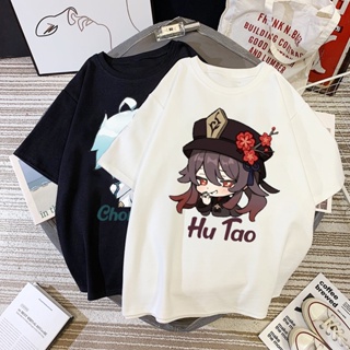 New Genshin Impact Games T Shirt Hu Tao Chongyun Baidou Kawaii Cartoon Graphic Print Tops Women Men Fashion Streetw_03