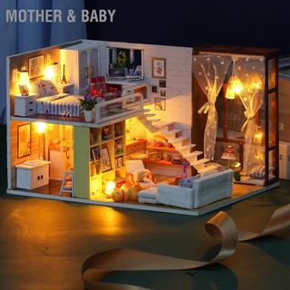 Mother &amp; Baby Wood Craft Miniature Dollhouse Kit สไตล์เรียบง่ายบ้านตุ๊กตารุ่นประกอบของเล่น Gift