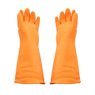 MODERNHOME STRONG MAN ถุงมือยาง ยาว 16 นิ้ว ไซส์ L สีส้ม ถุงมือ ถุงมือทำงาน ถุงมือป้องกัน