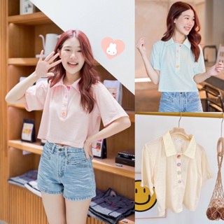 Pastel shirt เชิ้ตสีพาสเทล แต่งกระดุมการ์ตูน ป้าย Nida