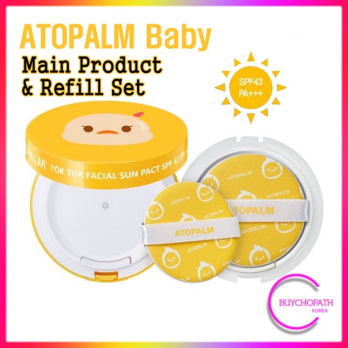 Atopalm Baby Sunscreen Lotion Sun Cushion Pact SPF43 PA + + Pact & Refill Set / เด ็ กเกาหลี Make Up Play Face Sunscreen Sunblock Sun Block