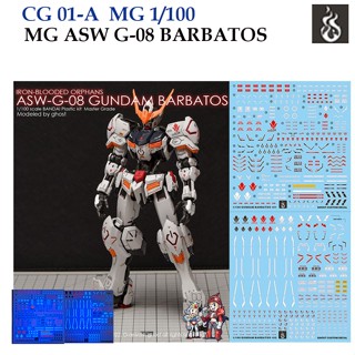 ดีคอลน้ำ [Ghost] MG 01 / MG 01A ASW G-08 BARBATOS MG 1/100 (HIQ) Fluorescent WATER DECAL GMG01 GMG 01 MG01 MG01A