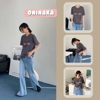 Oninaka เสื้อยืดคอกลมคอตตอน เสื้อยืด ผญสวย ๆ เสื้อคู่ 21100#