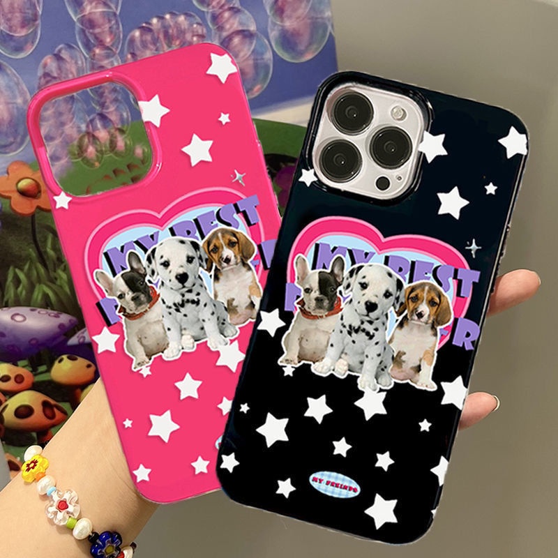[Lemon] เคสโทรศัพท์มือถือ ลายสุนัขด่าง สไตล์อเมริกันเรโทร สําหรับ y2k 14pro 14promax 13 13pro 13promax 11 12 12pro 12promax XR XSMAX 7P 8P