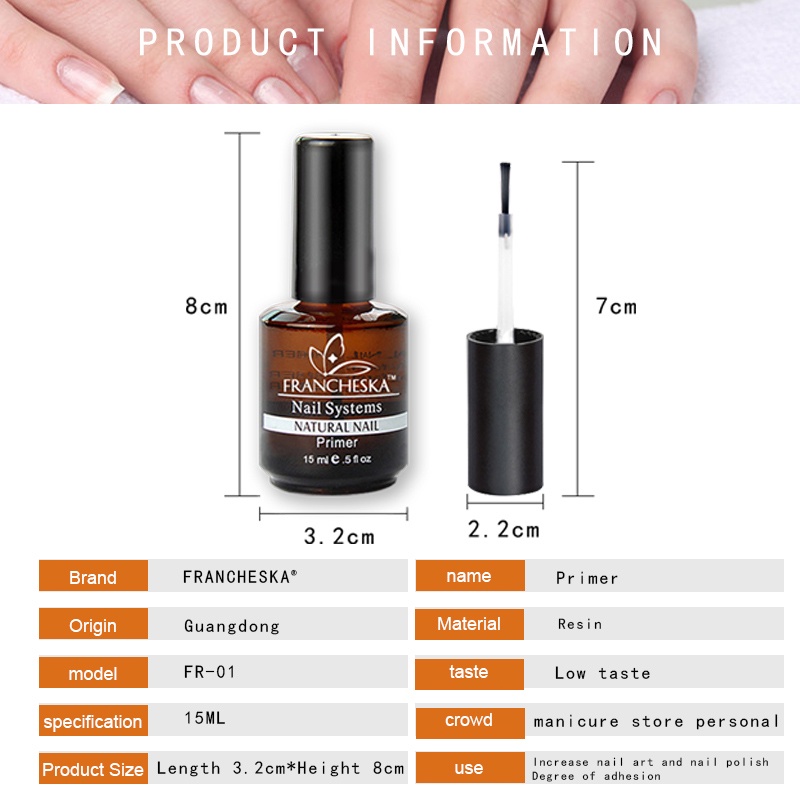 Francheska Nail  Primer ไพรเมอร์ ไล่ความชื้น กันเชื้อรา 15ml nuuo ราคา ถูกที่สุด ดีลบีเคเค แกลเลอรีภาพที่ 9