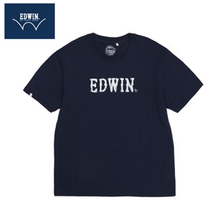 เสื้อยืดคอกลม แขนสั้น พิมพ์ลายโลโก้ EDWIN EDWIN ทรงหลวม แฟชั่นสําหรับผู้ชาย