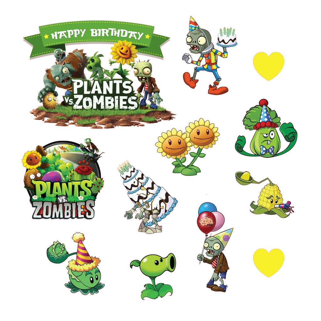 PLANT VS ZOMBIE คุณภาพสูงกระดาษเค้ก Topper Kek เค้กตกแต่ง Cupcake Topper