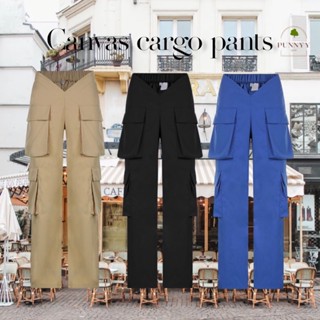 Canvas cargo pants กางเกงขายาวคาร์โก้ y2k กระเป๋าข้าง