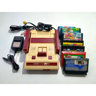 Famicom Japan แท้ ชุดไฟไทยพร้อมเล่น ตลับเกมสุ่ม 5 ตลับ เล่นได้ทุกเกม ระบบ AV สภาพเน้นเล่น