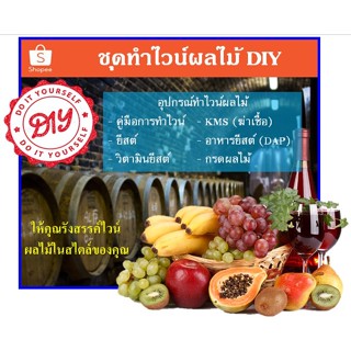 ชุดหมักไวน์ Homemade wine​ kit ทำเครื่องดื่มไวน์ผลไม้จากยีสต์​ ใช้หมักไวน์ผลไม้ขนาด 5 ลิตร​ พร้อมคู่มือการทำไวน์