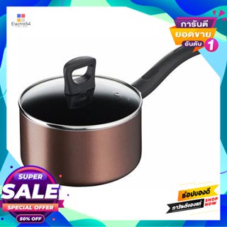 Pot หม้อด้ามนอนสติ๊กพร้อมฝาแก้ว Day By Day Tefal รุ่น G1432395 ขนาด 18 ซม. สีน้ำตาลnonstick Pot With Glass Lid Day By Da