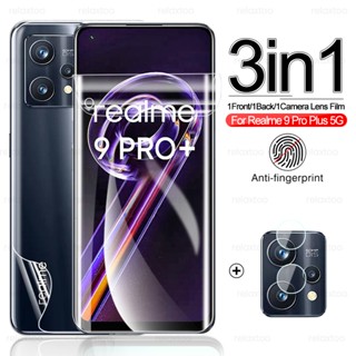 3in1 ฟิล์มไฮโดรเจลใส กันรอยหน้าจอ ด้านหลัง เต็มจอ สําหรับ Realme 9 Pro Plus 9Pro+ 9i 8i 8Pro Realme8 Realme9 4G 5G