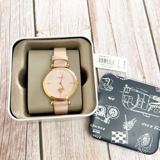 Fossil นาฬิกาแท้ สายหนังสีชมพู หน้าปัด 36 มม. กล่องเหล็ก