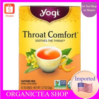 Yogi Tea, Throat Comfort, Caffeine Free, 16 Tea Bags,ชาสมุนไพร ออแกนิค ชาเพื่อสุขภาพ จากอเมริกา