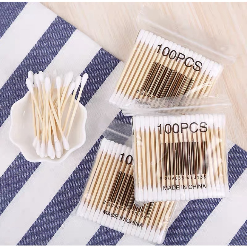 คัตเตอร์บัต สำลีก้าน คอตตอนบัด (1ห่อ100ก้าน) สำลีไม้ Cotton Buds ปั่นหู เช็ดแผล