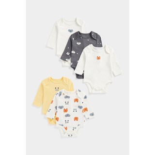 Mothercare Bear Hugs Long-Sleeved Bodysuits - 5 Pack CD358 ชุดบอดี้สูทเด็ก