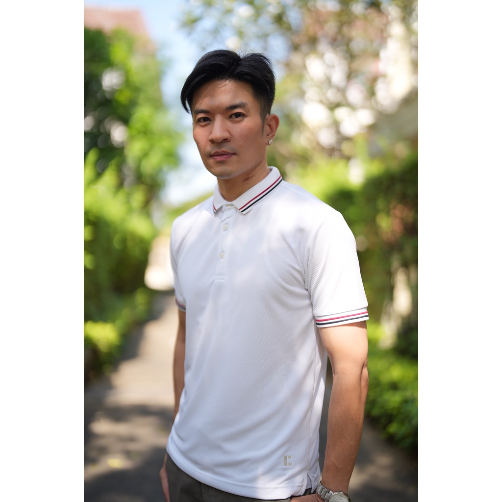 เสื้อโปโลผู้ชายแขนสั้น ผ้าดรายเทค ปกมีขลิบสองเส้น ยี่ห้อ C59 AIR รหัส 8001 เสื้อคอปก เสื้อสีพื้น