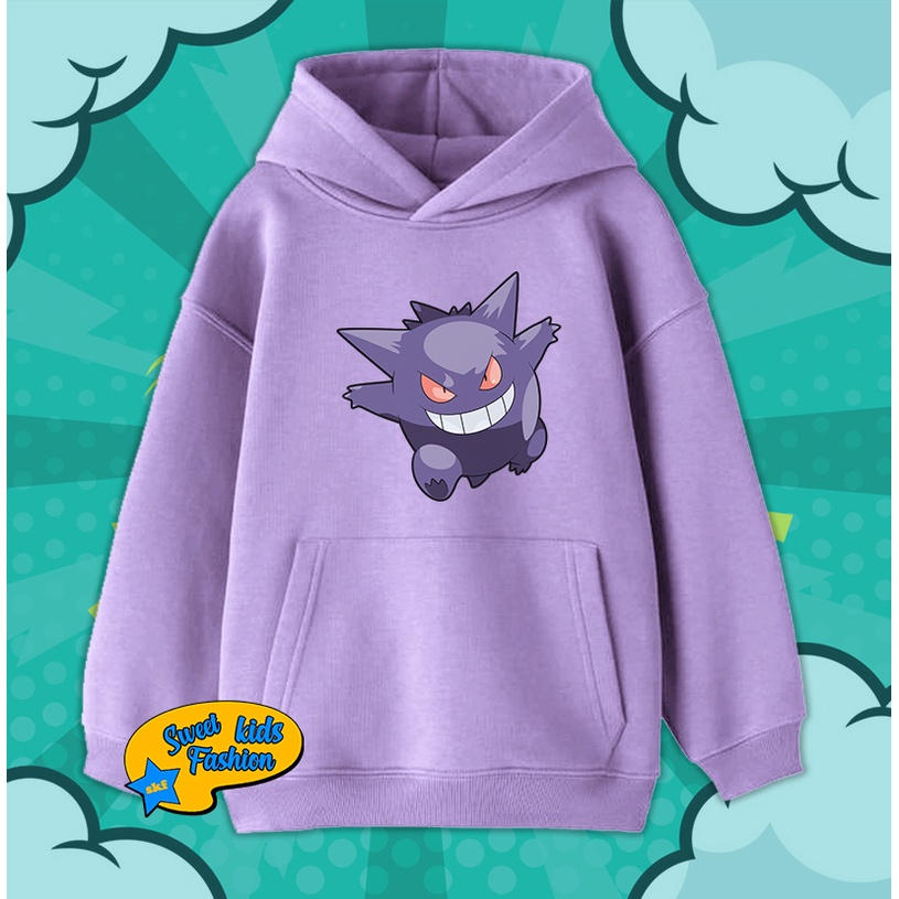 Pokemon Gengar เสื้อแจ็คเก็ตมีฮู้ดสําหรับเด็ก Pokemon Gengar เสื้อกันหนาวเด็ก