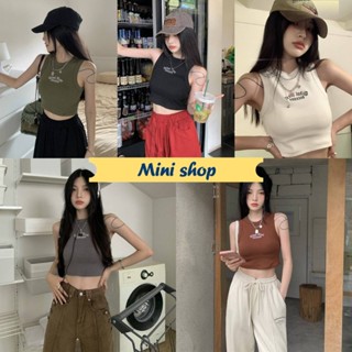 Mini shop🌸พร้อมส่ง🌸 (FY8034/FY8035)  เสื้อกล้ามครอปสั้น มีฟองน้ำ ทรงครอปสั้นใส่สบายมาก