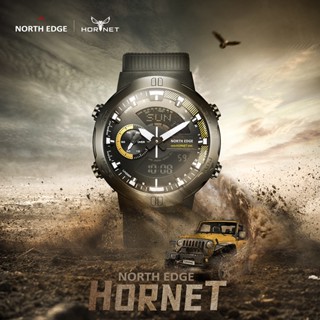 North EDGE HORNET พร้อมส่ง นาฬิกาข้อมือสมาร์ทวอทช์ นับถอยหลัง อเนกประสงค์ กันน้ํา 50 เมตร พร้อมกล่อง สีดํา ทอง สําหรับผู้ชาย