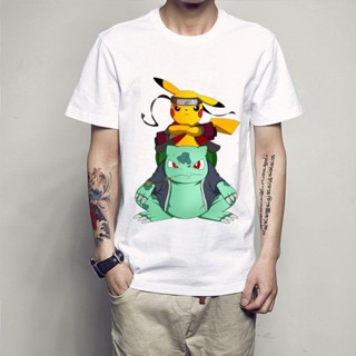 เสื้อยืดแขนสั้น พิมพ์ลายการ์ตูนอนิเมะ Naruto Pokemon Magic Pikachu คุณภาพสูง สําหรับผู้หญิง_07