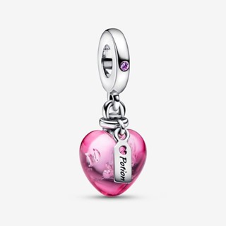 (พร้อมส่ง)*New*Pandora Love Potion Murano Glass Heart Dangle Charm