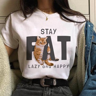 Womens And Mens Cute Cartoon Cat Print T-shirts Interesting Street Clothes Casual Tops Large Soft T-shirts Women _07