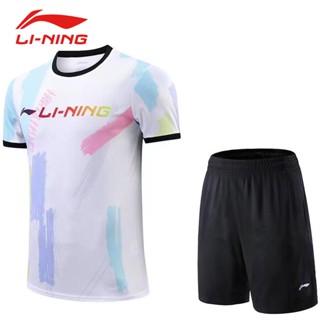 Li Ning เสื้อแบดมินตัน ผู้ชายและผู้หญิง แห้งเร็ว แขนสั้น เสื้อเทนนิส เสื้อวิ่ง เสื้อกีฬา ระบายอากาศ แข่งขันได้ 3679