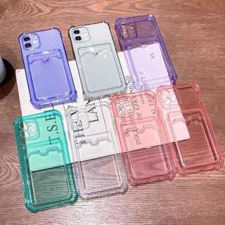 กรณี Compatible for iPhone 14 11 13 12 Pro Max X XS Max 7 8 14 Plus SE กล่องใส่การ์ด ซิลิโคนนุ่มเคสใส ที่ใส่บัตรเก็บรูปถ