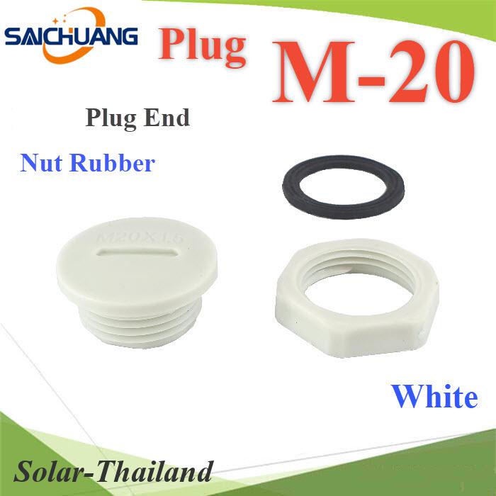 ปลั๊กอุดพลาสติก รูเจาะเคบิ้ลแกลนด์ M20 มีซีลยาง พร้อมแหวนล็อก กันน้ำ สีขาว รุ่น P